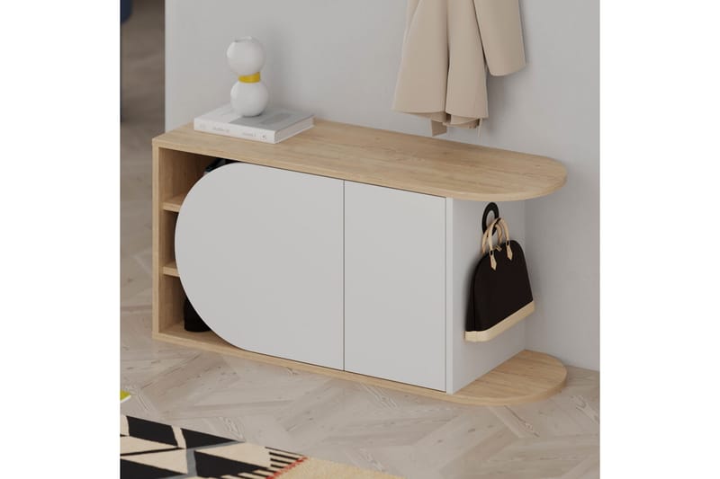 Berriaren Skoskap 104 cm - Eik/Hvit - Oppbevaring - Skooppbevaring - Skoskap