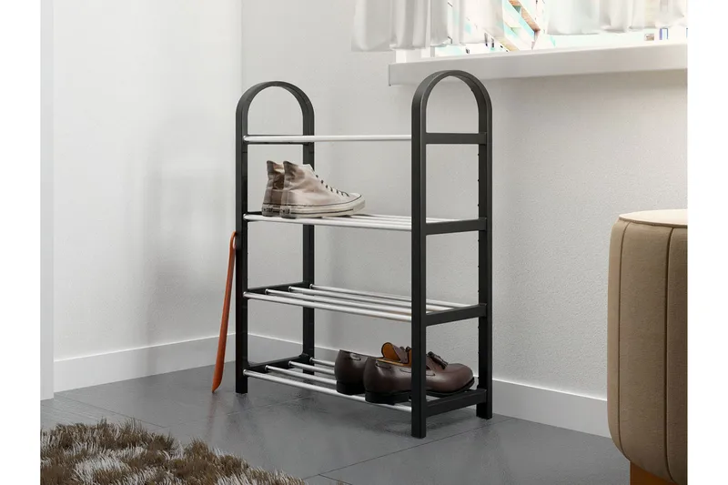 Cencja Skohylle 50x18 cm - Svart / Sølv - Oppbevaring - Skooppbevaring