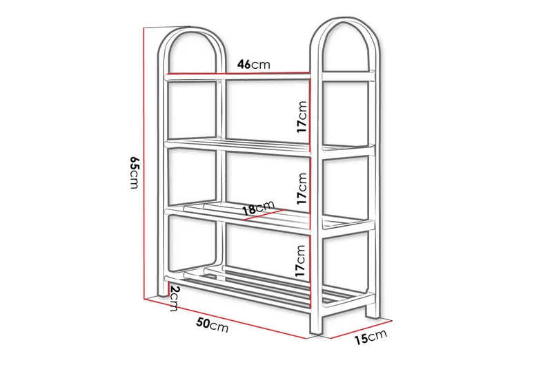 Cencja Skohylle 50x18 cm - Svart / Sølv - Oppbevaring - Skooppbevaring