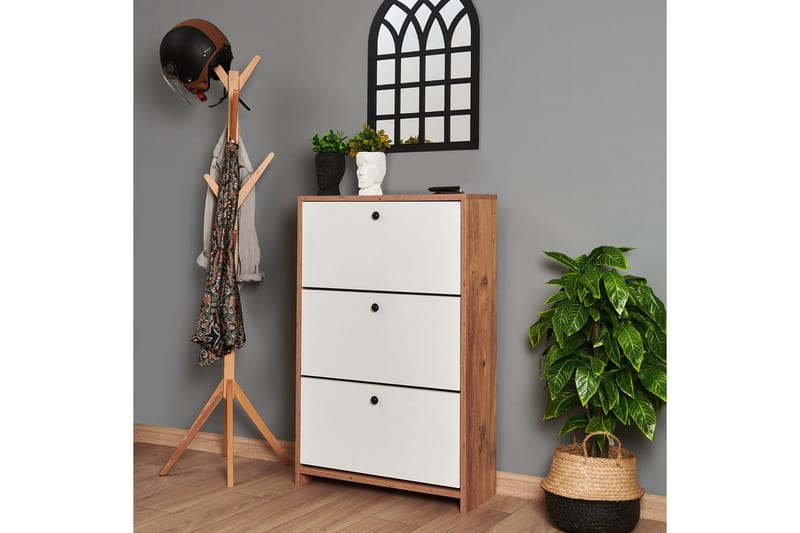 Comfortale Skoskap 26 cm - Hvit/Mintgrønn/Lysfarget tre - Oppbevaring - Skooppbevaring - Skoskap