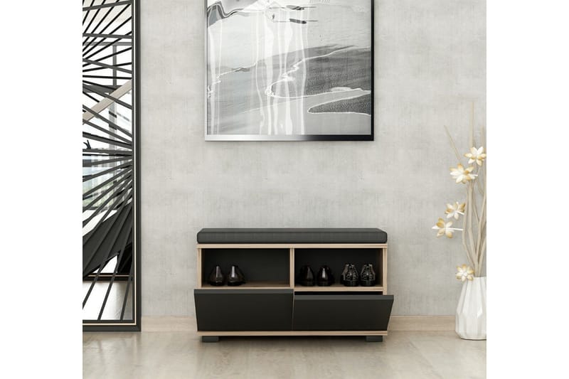 Drago Skoskap 80 cm - Valnøtt/Svart - Oppbevaring - Skooppbevaring - Skoskap