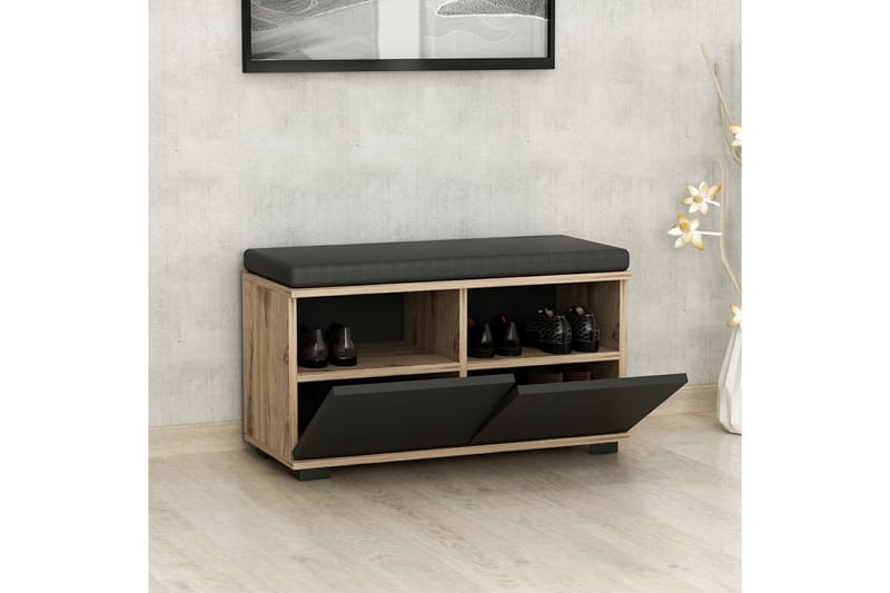 Drago Skoskap 80 cm - Valnøtt/Svart - Oppbevaring - Skooppbevaring - Skoskap