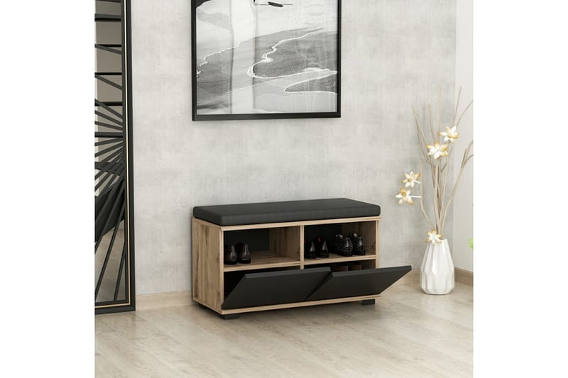 Drago Skoskap 80 cm - Valnøtt/Svart - Oppbevaring - Skooppbevaring - Skoskap