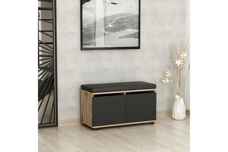 Drago Skoskap 80 cm - Valnøtt/Svart - Oppbevaring - Skooppbevaring - Skoskap