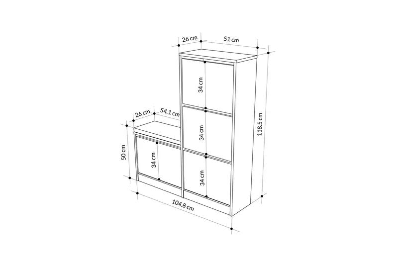 Dude Skoskap 105 cm - Eik - Oppbevaring - Skooppbevaring