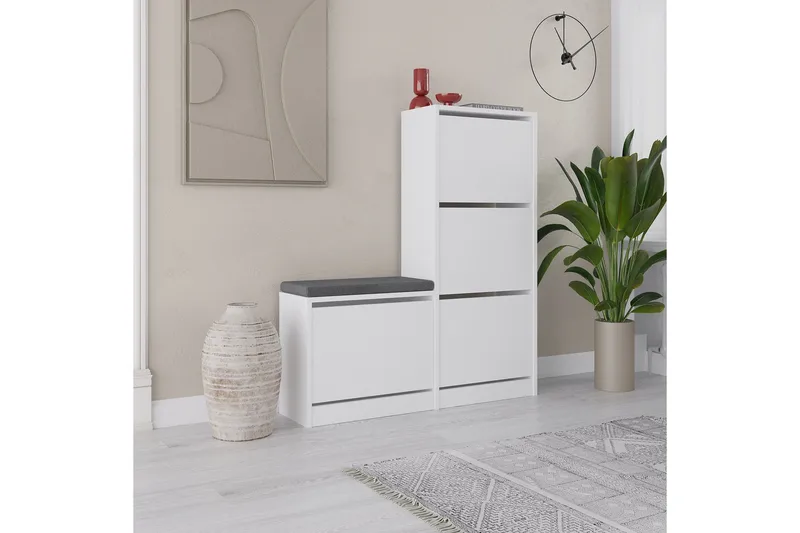 Dude Skoskap 105 cm - Hvit - Oppbevaring - Skooppbevaring - Skoskap