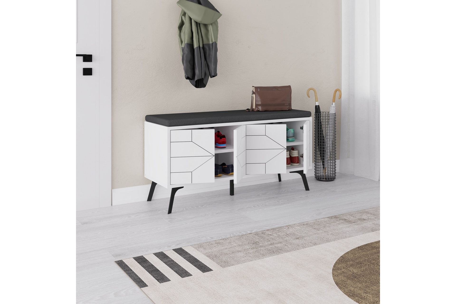 Dune Skoskap 107 cm - Hvit - Oppbevaring - Skooppbevaring - Skoskap