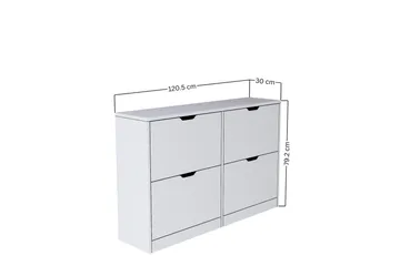 Durusu Skoskap 120,5 cm - Matt hvit - Oppbevaring - Skooppbevaring