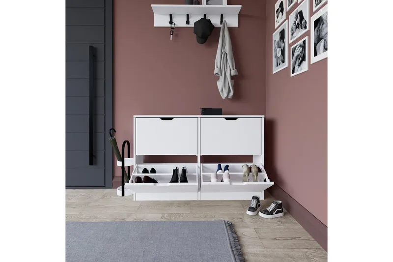 Durusu Skoskap 120,5 cm - Matt hvit - Oppbevaring - Skooppbevaring - Skoskap