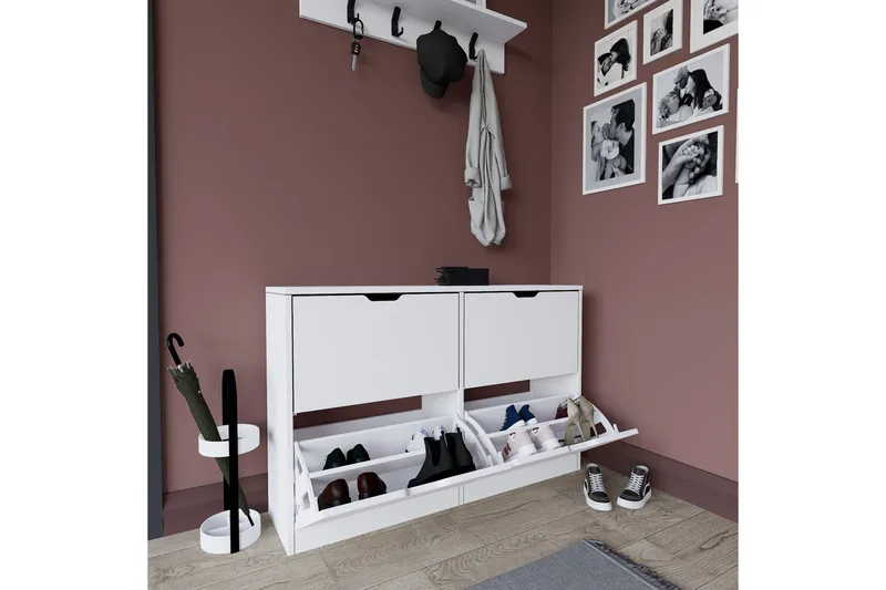 Durusu Skoskap 120,5 cm - Matt hvit - Oppbevaring - Skooppbevaring - Skoskap