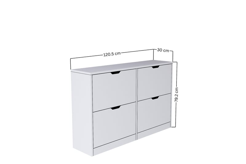 Durusu Skoskap 120,5 cm - Matt hvit - Oppbevaring - Skooppbevaring - Skoskap