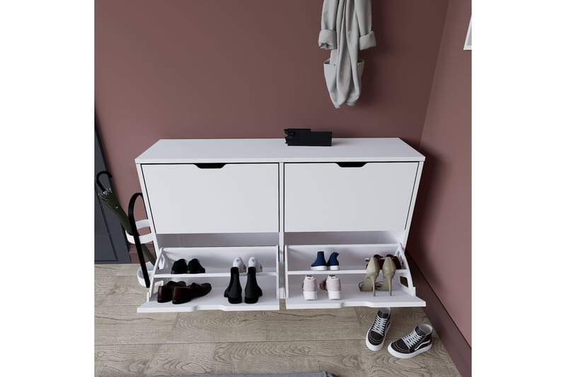 Durusu Skoskap 120,5 cm - Matt hvit - Oppbevaring - Skooppbevaring - Skoskap