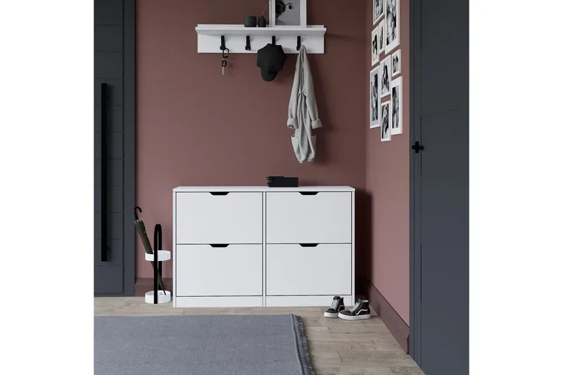 Durusu Skoskap 120,5 cm - Matt hvit - Oppbevaring - Skooppbevaring - Skoskap