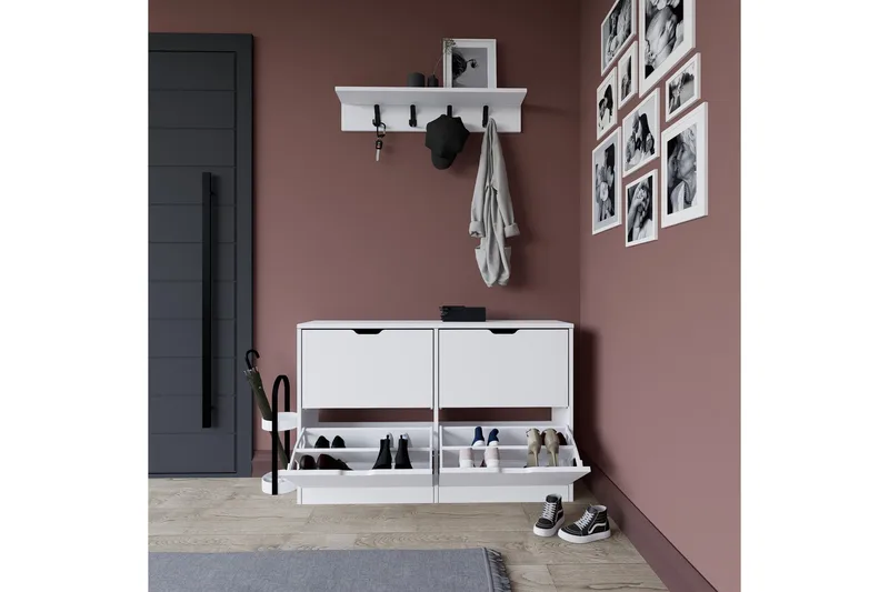 Durusu Skoskap 120,5 cm - Matt hvit - Oppbevaring - Skooppbevaring - Skoskap