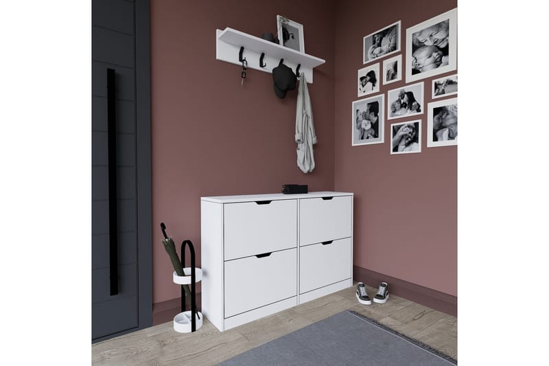 Durusu Skoskap 120,5 cm - Matt hvit - Oppbevaring - Skooppbevaring - Skoskap