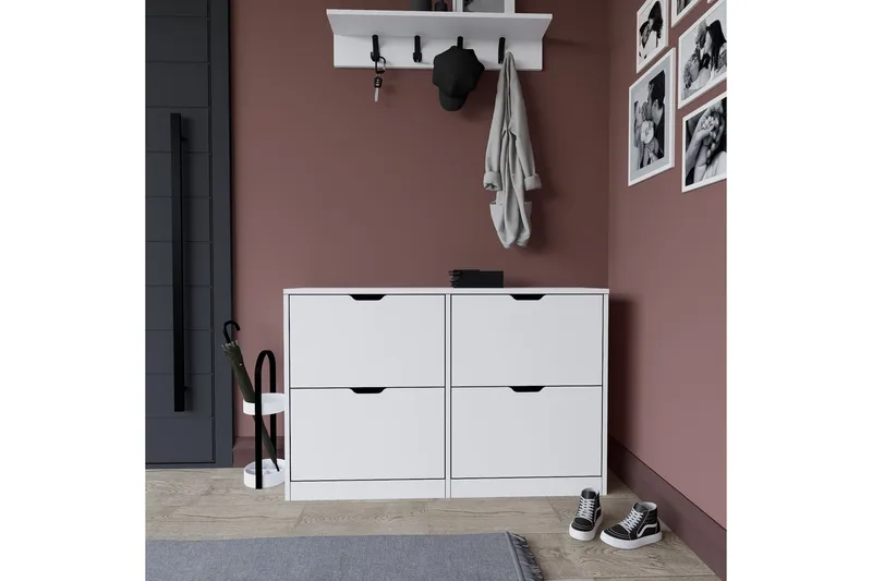 Durusu Skoskap 120,5 cm - Matt hvit - Oppbevaring - Skooppbevaring - Skoskap