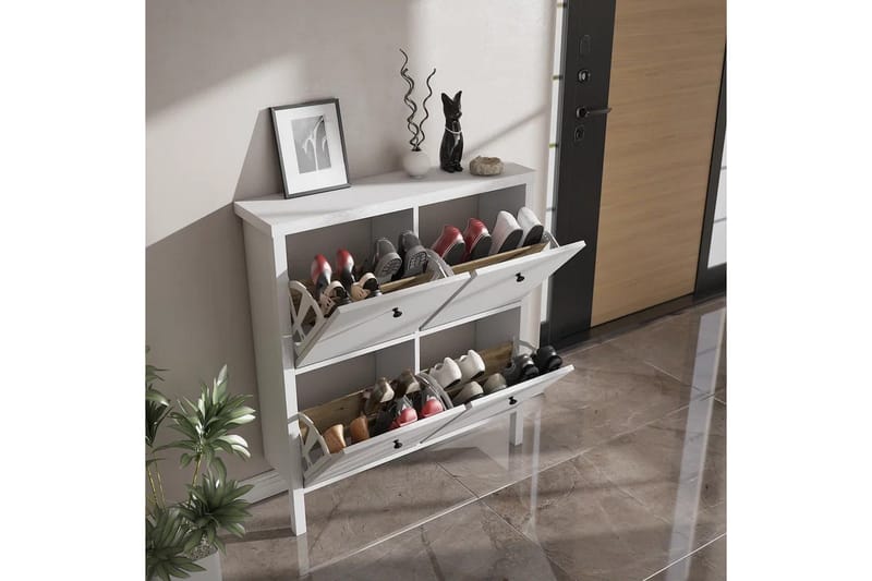 Elspet Skoskap 98 cm - Brun/Hvit - Oppbevaring - Skooppbevaring - Skoskap