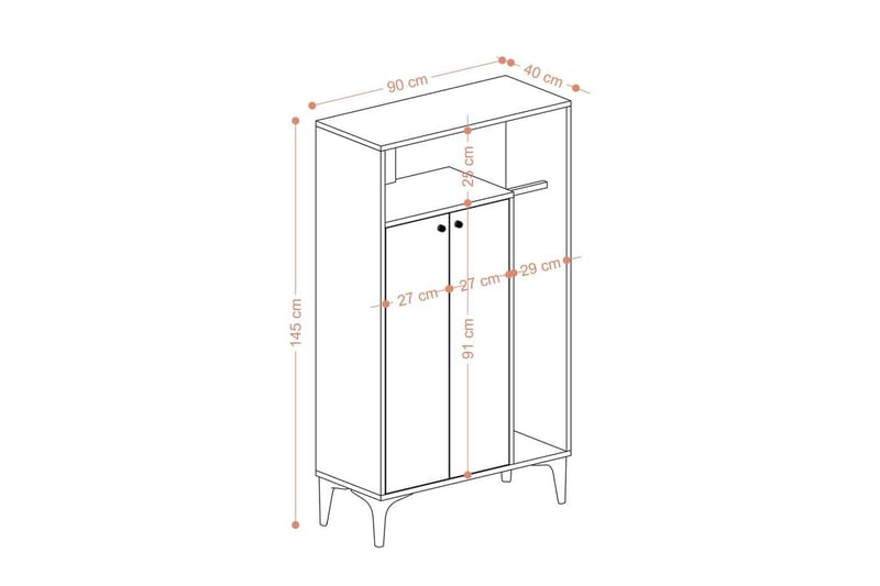 Gedalia Skoskap 90 cm - Hvit - Oppbevaring - Skooppbevaring - Skoskap