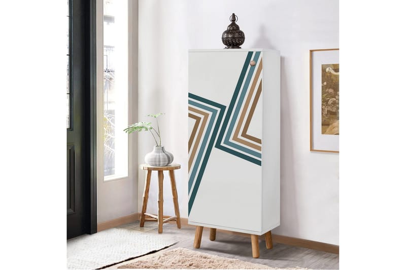 Gelsgan Skoskap 50 cm, Hvit/Blå