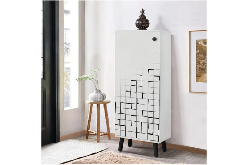 Gelsgan Skoskap 50 cm - Hvit/Sort - Oppbevaring - Skooppbevaring - Skoskap