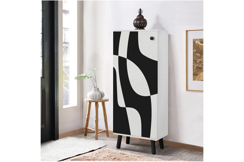 Gelsgan Skoskap 50 cm - Hvit/Sort - Oppbevaring - Skooppbevaring - Skoskap