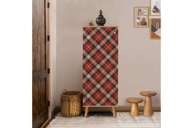 Gelsgan Skoskap 50 cm - Rød/Natur - Oppbevaring - Skooppbevaring - Skoskap