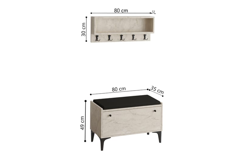 Gladfield Skoskap 80 cm - Beige - Oppbevaring - Skooppbevaring - Skoskap