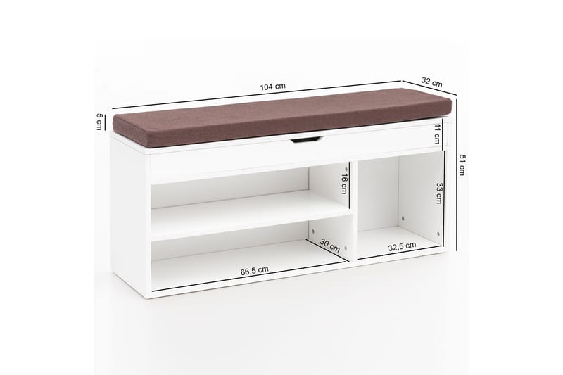 Gunnersbury Skohylle 104x32 cm - Hvit - Oppbevaring - Skooppbevaring