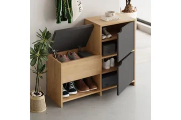 Haven Skoskap 101,5 cm - Antrasitt/Eik - Oppbevaring - Skooppbevaring