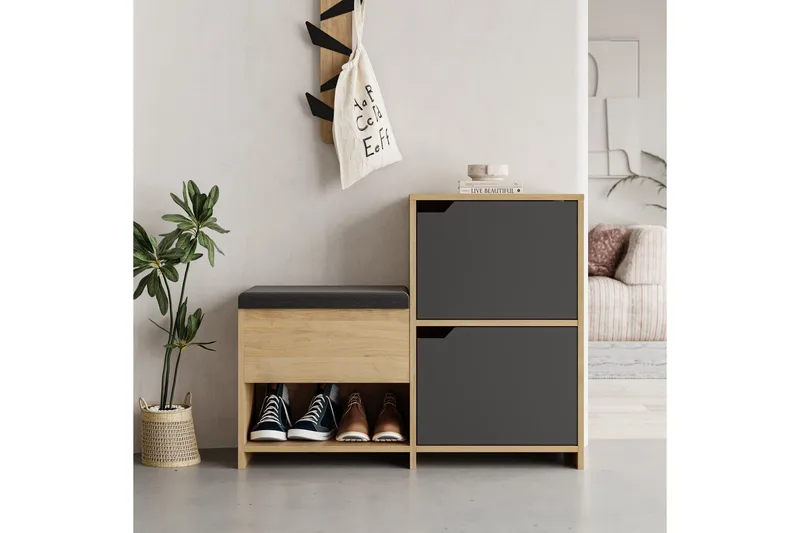 Haven Skoskap 101,5 cm - Antrasitt/Eik - Oppbevaring - Skooppbevaring - Skoskap