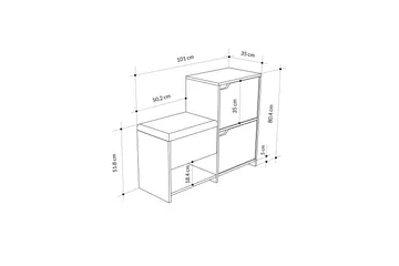 Haven Skoskap 101,5 cm - Antrasitt/Eik - Oppbevaring - Skooppbevaring