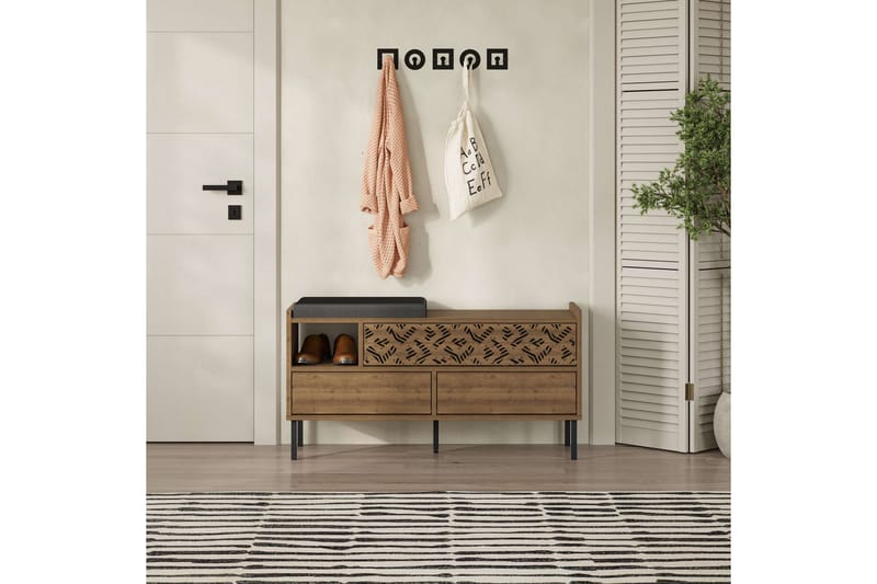 Heaton Skoskap 111 cm - Brun - Oppbevaring - Skooppbevaring - Skoskap