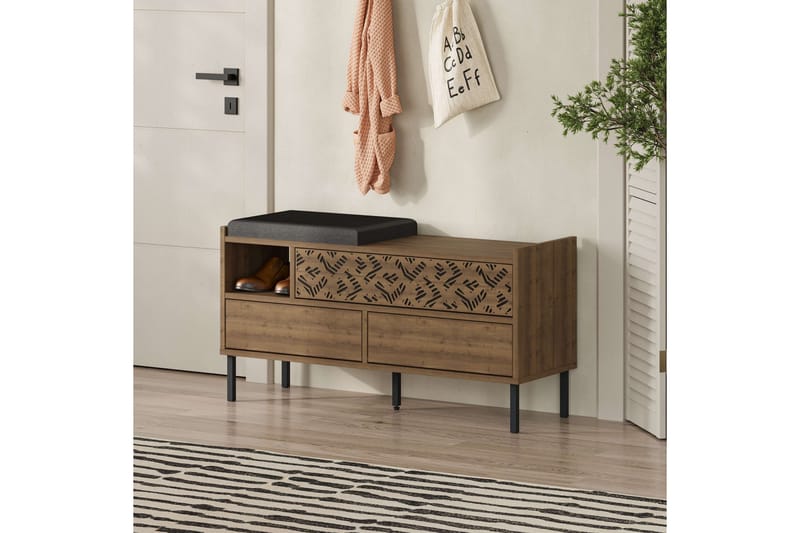 Heaton Skoskap 111 cm - Brun - Oppbevaring - Skooppbevaring - Skoskap