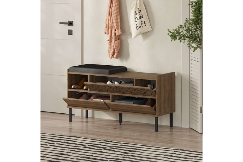 Heaton Skoskap 111 cm - Brun - Oppbevaring - Skooppbevaring - Skoskap