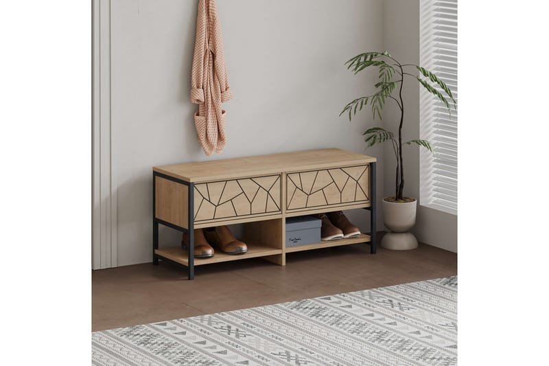 Inola Skoskap 105 cm - Brun/Eik - Oppbevaring - Skooppbevaring - Skoskap