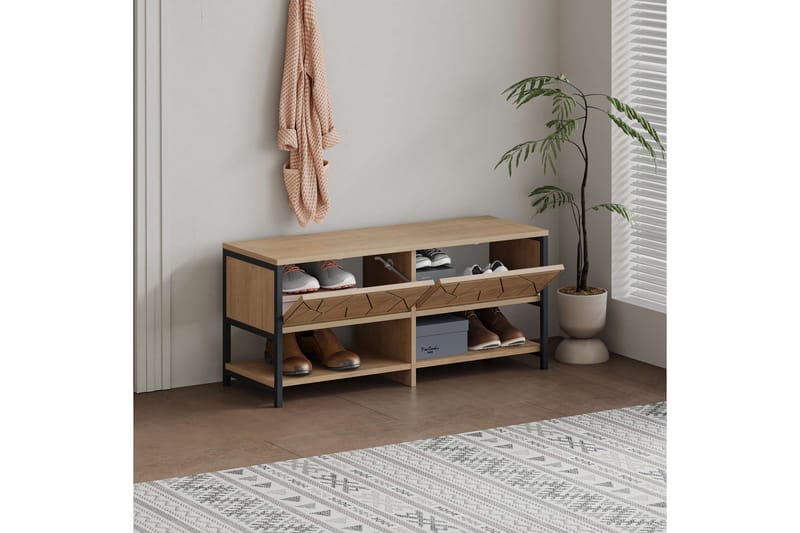 Inola Skoskap 105 cm - Brun/Eik - Oppbevaring - Skooppbevaring - Skoskap