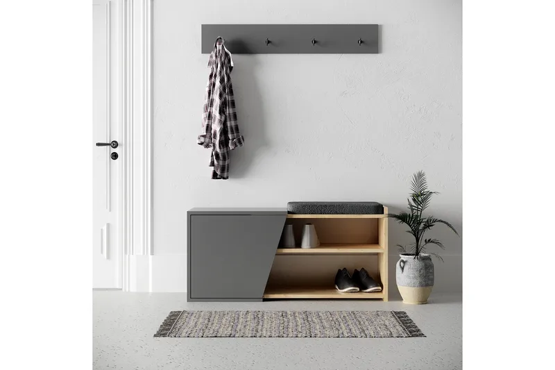 Jektvik Skoskap 104x37 cm - Natur/Antrasitt - Oppbevaring - Skooppbevaring - Skoskap