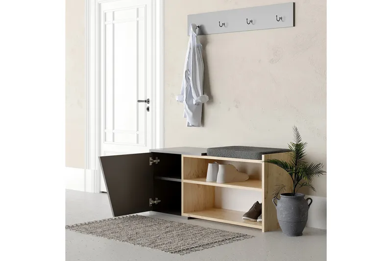 Jektvik Skoskap 104x37 cm - Natur/Antrasitt - Oppbevaring - Skooppbevaring - Skoskap