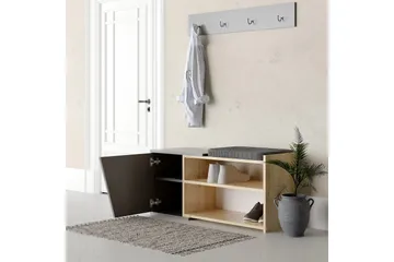Jektvik Skoskap 104x37 cm - Natur/Antrasitt - Møbler - Stoler & lenestoler - Benk - Skohylle med benk