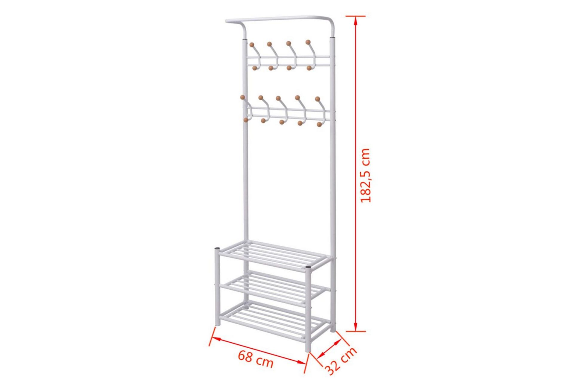 Klesstativ med skohylle 68x32x182,5 cm hvit - Oppbevaring - Skooppbevaring