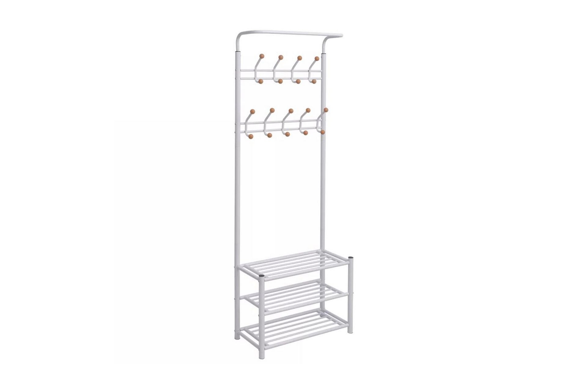 Klesstativ med skohylle 68x32x182,5 cm hvit - Oppbevaring - Skooppbevaring