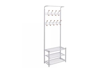 Klesstativ med skohylle 68x32x182,5 cm hvit - Oppbevaring - Skooppbevaring
