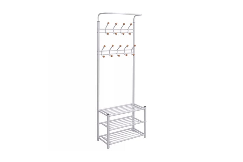 Klesstativ med skohylle 68x32x182,5 cm hvit - Oppbevaring - Skooppbevaring