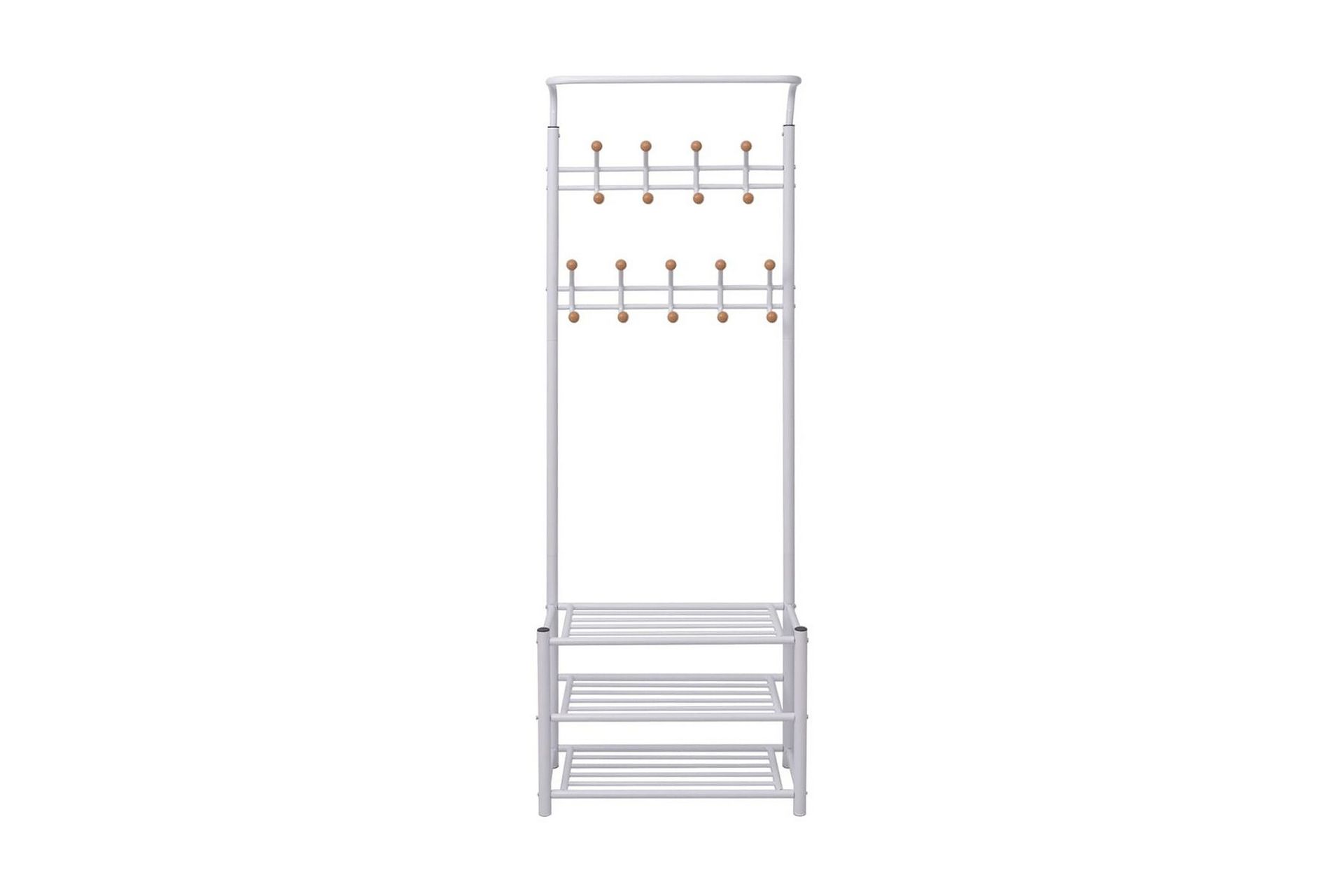 Klesstativ med skohylle 68x32x182,5 cm hvit - Oppbevaring - Skooppbevaring