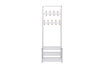 Klesstativ med skohylle 68x32x182,5 cm hvit - Oppbevaring - Skooppbevaring