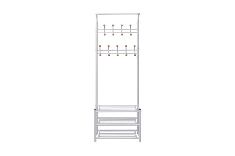 Klesstativ med skohylle 68x32x182,5 cm hvit - Oppbevaring - Skooppbevaring