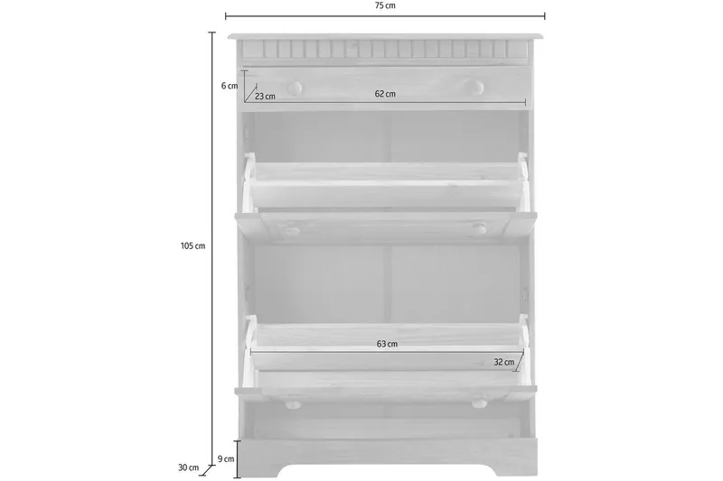 Lisa Skoskap 75x105 cm - Hvit - Oppbevaring - Skooppbevaring - Skoskap
