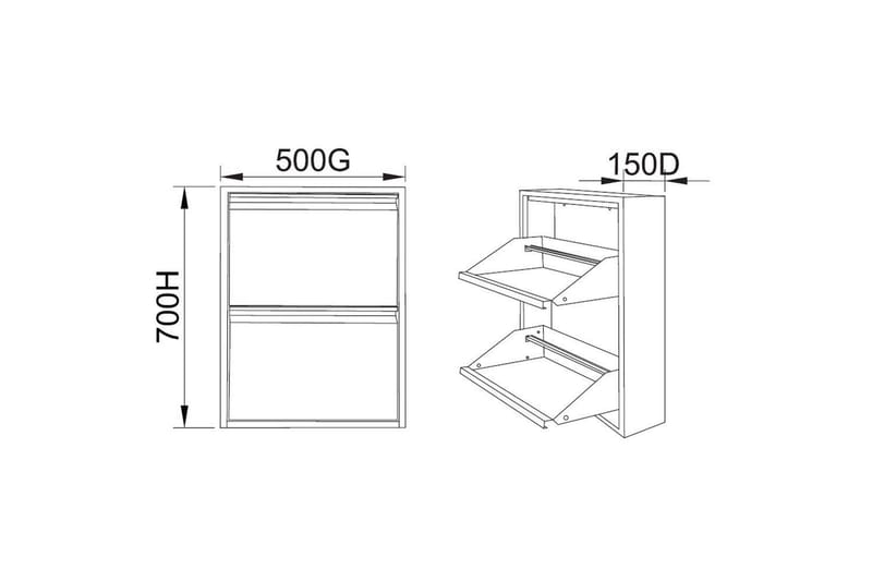 Mayazizi Skoskap 50 cm - Lysegrå - Oppbevaring - Skooppbevaring - Skoskap