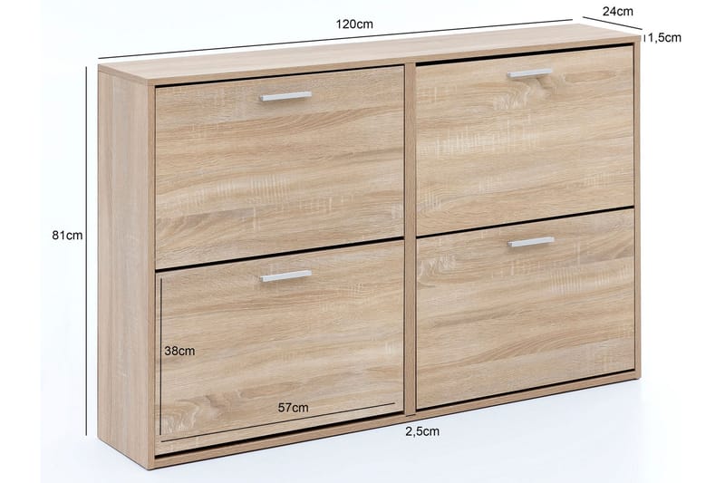 Metia Skoskap 120x24 cm - Brun - Oppbevaring - Skooppbevaring - Skoskap