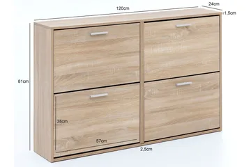 Metia Skoskap 120x24 cm - Brun - Oppbevaring - Skooppbevaring